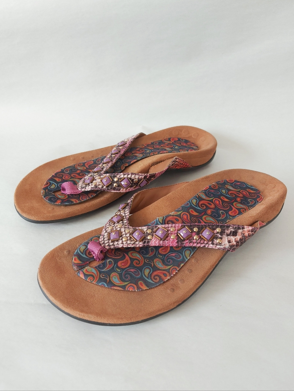 Vionic Beach Othothic Comfort Embellished Rest Floriana Thong Flip-Flop Size 8
